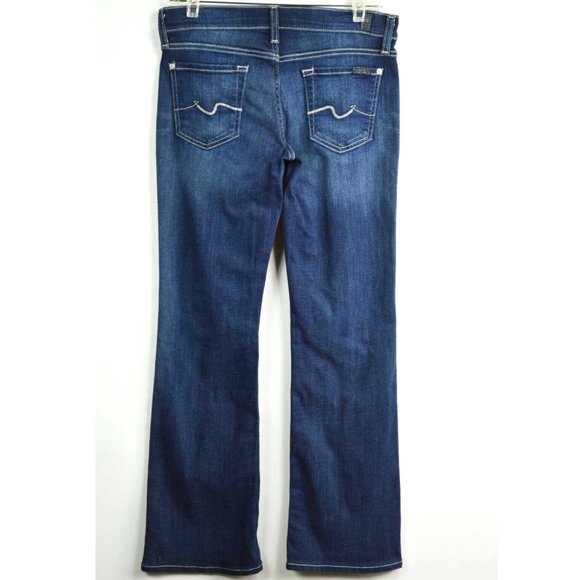 7 For All Mankind Bootcut Jeans Size 26 Boot Cut Dark Denim Stretch - Picture 3 of 5